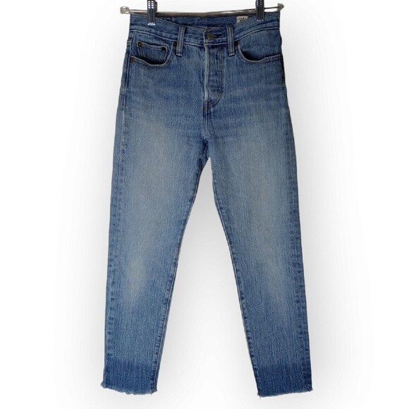 Levi's Denim - Levi's 501 White Oak Cone Classic Denim Stretch Sz 25x26 Jeans Ankle Raw Hem